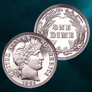 Shop 90% silver Barber dimes from Littleton Coin Company. The Barber dime has lower mintages, so make sure to add them to your collection today!