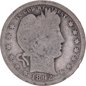 1892 Barber Silver Quarter Main Image