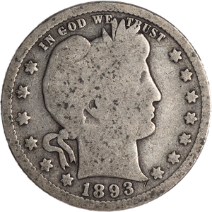 1893 Barber Silver Quarter G Main Image