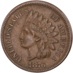1876 Indian Head Cent, Variety 3, Bronze XF Main Image
