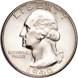 1940 Washington Silver Quarter Main Image
