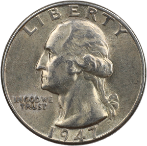 1947-D Washington Silver Quarter AU50 Main Image