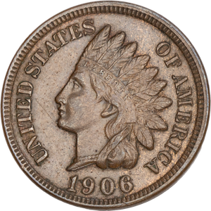 1906 Indian Head Cent, Variety 3, Bronze Main Image