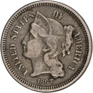 Three Cent - Three Cent Nickel - 1867 F Main Image