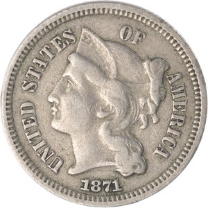 Three Cent - Three Cent Nickel - 1871 CIRC Main Image