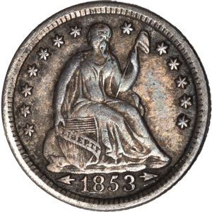 1853 Liberty Seated Silver Half Dime, Arrows Main Image