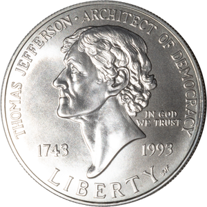 1993 (1994-P) Thomas Jefferson Commemorative Silver Dollar Main Image