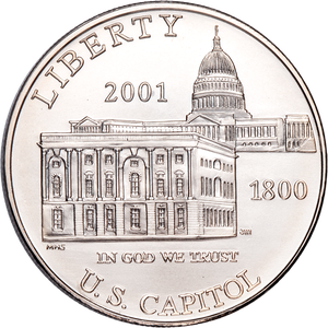 2001-P Capitol Visitor Center Silver Dollar, Choice Uncirculated Main Image