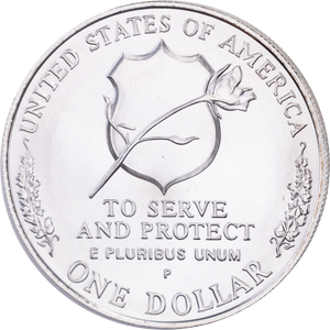 1997-P National Law Enforcement Officers Memorial Silver Dollar, Choice Uncirculated Main Image