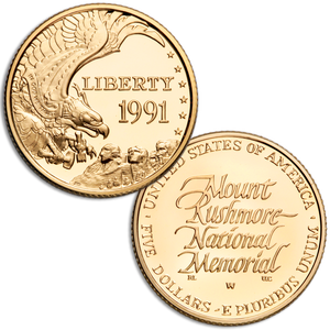 1991-W Mount Rushmore $5 Gold Commemorative Main Image