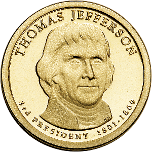 2007-S Thomas Jefferson Presidential Dollar Main Image