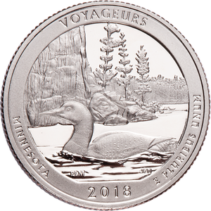2018-S 90% Silver Voyageurs National Park Quarter Main Image