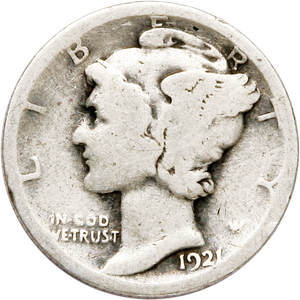 1921 Mercury Dime Main Image