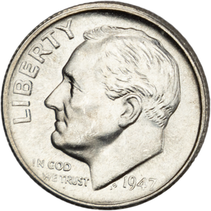 1947-S Roosevelt Silver Dime MS60 Main Image