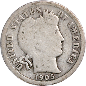 1905-S Barber Silver Dime CIRC Main Image