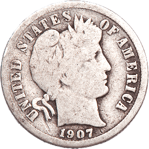 1907 Barber Silver Dime Main Image