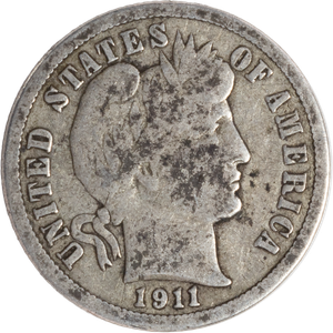 1911-D Barber Silver Dime VG#2 Main Image