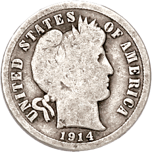 1914 Barber Silver Dime CIRC Main Image