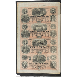 1850s-1860s Falls Village, Connecticut Iron Bank Uncut Sheet Main Image