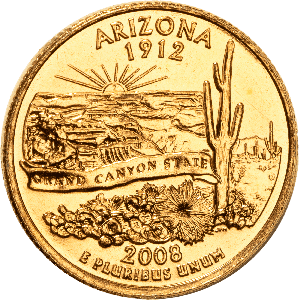 2008 Gold-Plated Arizona Statehood Quarter Main Image