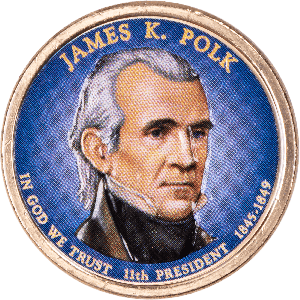 2009 Colorized James K. Polk Presidential Dollar Main Image