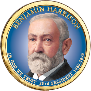 2012 Colorized Benjamin Harrison Presidential Dollar Main Image
