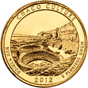 2012 Gold-Plated Chaco Culture National Historical Park Quarter Main Image