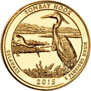 2015 Gold-Plated Bombay Hook National Wildlife Refuge Quarter Main Image