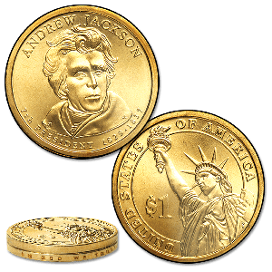 2008 Andrew Jackson Presidential Dollar Error, Missing Edge Lettering Main Image