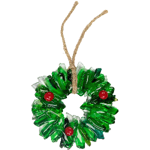 Fused Glass Christmas Wreath Ornament Main Image