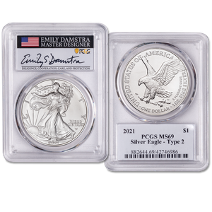 2021 T2 American Silver Eagle with Damstra Signature Main Image