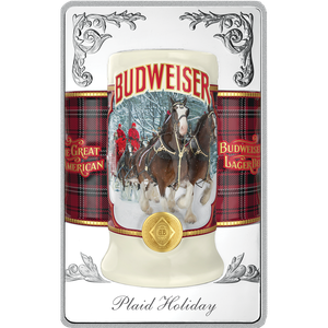 Budweiser White Brass Stein Bar - Plaid Holiday Main Image