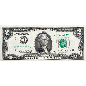 1976 $2 Federal Reserve Star Note Main Image
