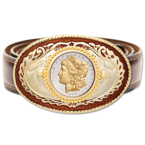 Genuine Gold-Plated Morgan Dollar Belt Buckle Main Image