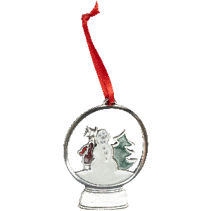 Snowglobe Pewter Ornament - Snowman Main Image