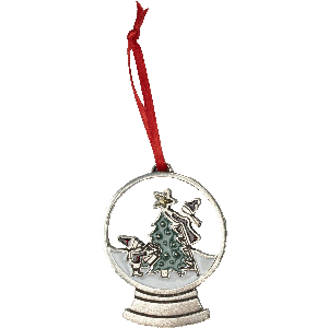 Snowglobe Pewter Ornament - Christmas Tree Main Image