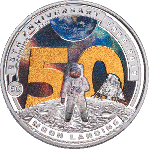 2019 Solomon Island Silver Plated Half Dollar 50th Anniversary of Moon Landing Main Image