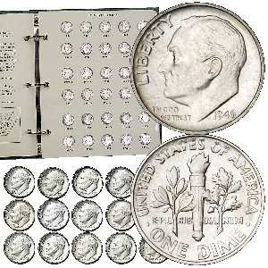 1946-1964 Complete Roosevelt Dime Set Main Image