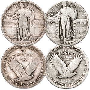 Standing Liberty Silver Quarter Type Set (2 coins), Type 1 and 2 Main Image