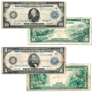 Series 1914 $5 & $10 Federal Reserve Note Set Main Image