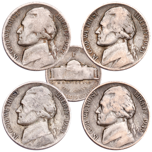 1942-1945 Jefferson Wartime Nickel Set Main Image