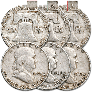 1949 PDS Franklin Half Dollar Set (3 coins) Main Image
