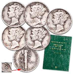 1935-1939 "D" Mint Mercury Dime Set Main Image