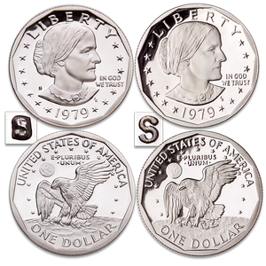1979-S Type 1 & 2 (Filled & Clear) Susan B. Anthony Dollar Set Main Image