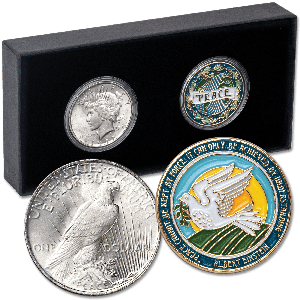 1922 Peace Silver Dollar and Peace Challenge Coin Set Main Image