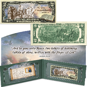 Stories of the Bible Series Colorized $2 Federal Reserve Note - Ten Commandments Main Image