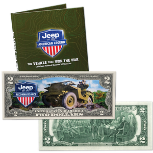 Colorized Jeep $2 Federal Reserve Note Reconnaissance with Folder Main Image