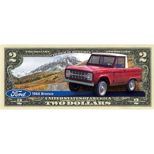 1966 Ford Bronco Colorized $2 Note Main Image