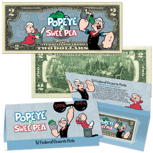 Popeye® vs. Swee Pea™ $2 Colorized Note with Holder Main Image