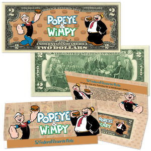 Popeye® and Wimpy™ $2 Colorized Note with Holder Main Image